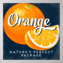 Orange Vintage Fruit Label Poster