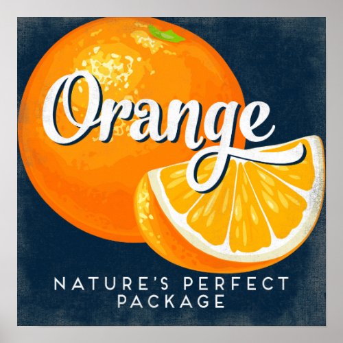 Orange Vintage Fruit Label Poster