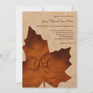 Orange Vintage Monogrammed Wedding Invitation