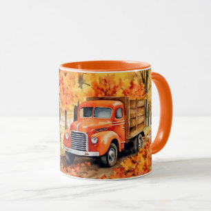 Orange Vintage Pickup Truck in Autumn Mug
