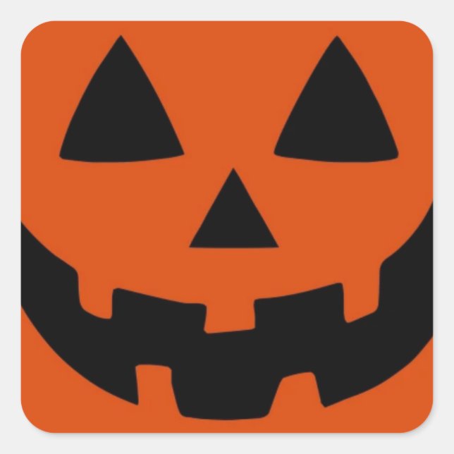 Orange Vintage Retro Halloween Pumpkin Square Sticker (Front)