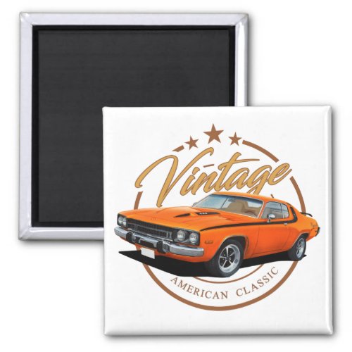 Orange Vintage Roadrunner Magnet