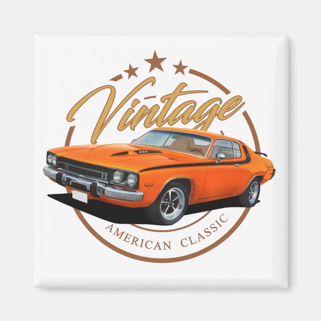 Orange Vintage Roadrunner Magnet (Front)