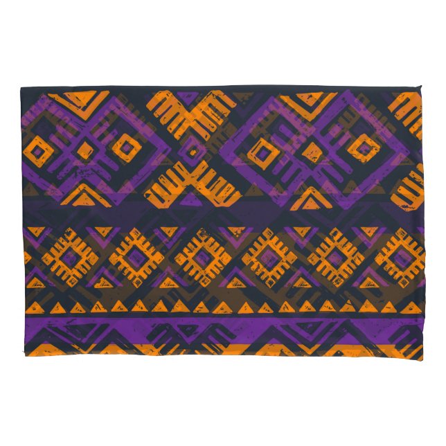 Orange, violet tribal geometric seamless pattern. pillow case (Front)