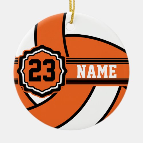 Orange Volleyball  DIY Name and Number Ceramic Ornament