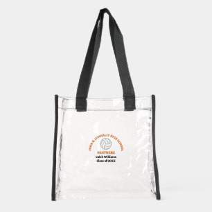 Orange Volleyball Player Personalized High School Clear Tote Bag