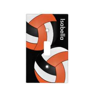 Orange Volleyball Sport Style DIY Name Light Switch Cover