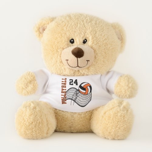 Orange Volleyball with Name and Number  Teddy Bear