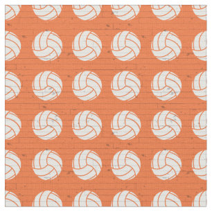 Orange Volleyball Wood Floor Patterned Fabric