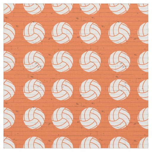 Orange Volleyball Wood Floor Patterned Fabric