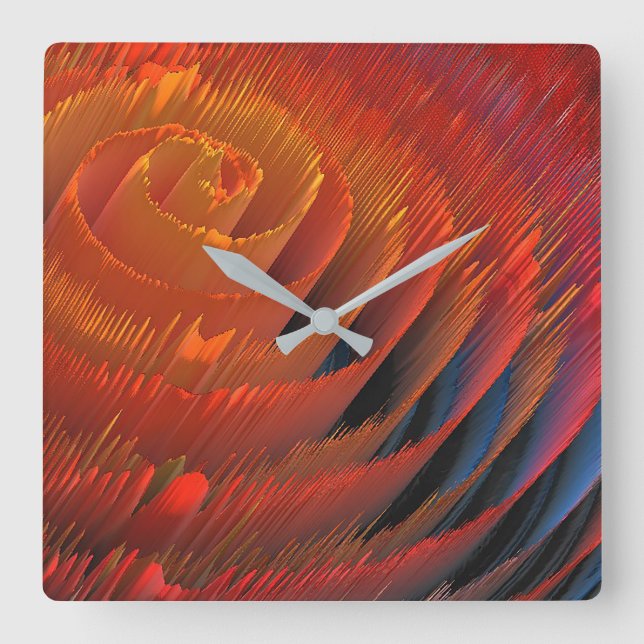 Orange Vortex Sci-Fi Square Wall Clock (Front)