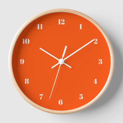 Orange Wall Clock Custom Colors and Numbers Fonts