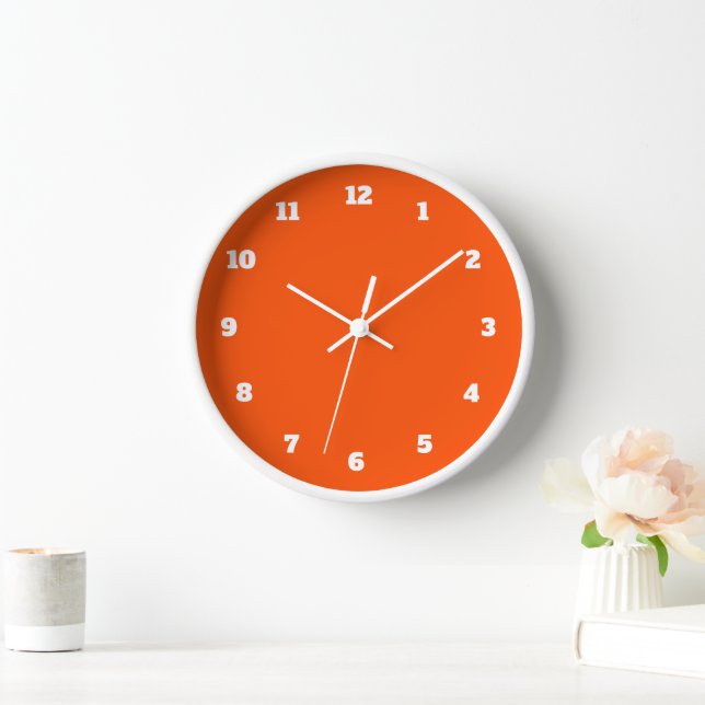 Orange Wall Clock with Custom Colors and Font (Home)