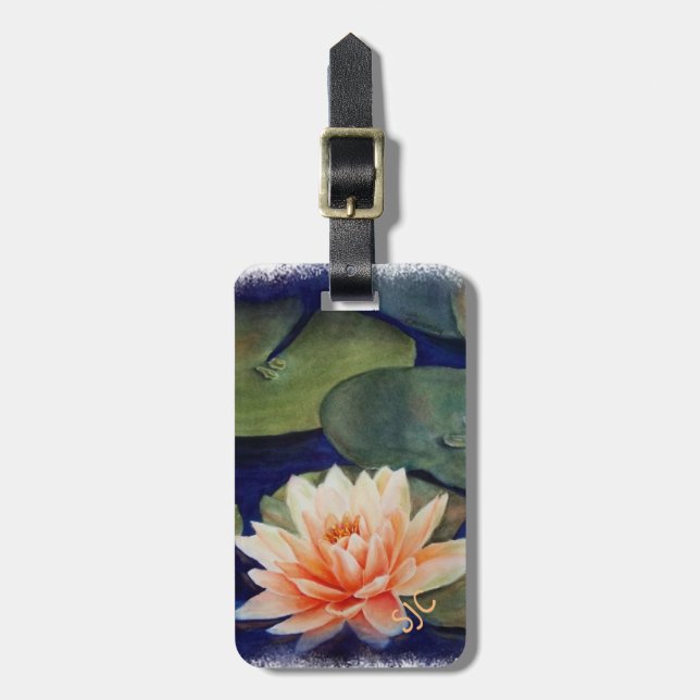 ORANGE WATER LILY PERSONALIZED LUGGAGE TAG (Front Vertical)