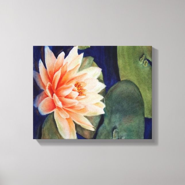 ORANGE WATER LILY WRAPPED CANVAS PAINTING PRINT (Front)