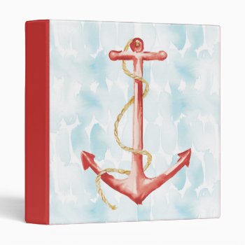 Orange Watercolor Anchor 3 Ring Binder by wildapple at Zazzle
