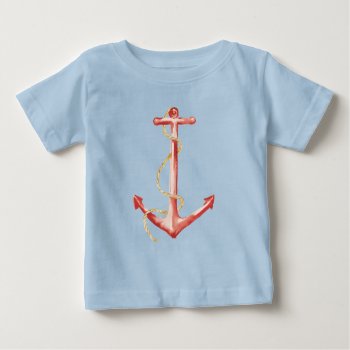 Orange Watercolor Anchor Baby T-shirt by wildapple at Zazzle