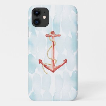 Orange Watercolor Anchor Iphone 11 Case by wildapple at Zazzle