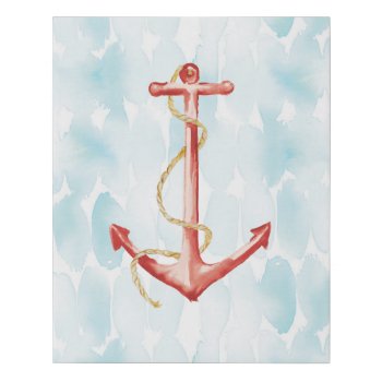 Orange Watercolor Anchor Faux Canvas Print by wildapple at Zazzle
