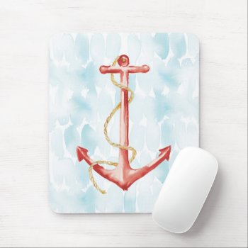 Orange Watercolor Anchor Mouse Pad by wildapple at Zazzle