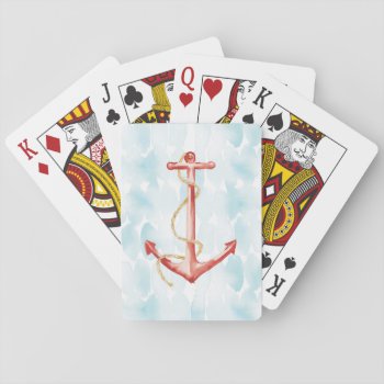 Orange Watercolor Anchor Playing Cards by wildapple at Zazzle