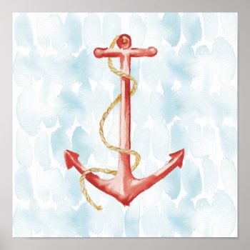 Orange Watercolor Anchor Poster by wildapple at Zazzle