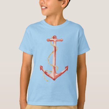 Orange Watercolor Anchor T-shirt by wildapple at Zazzle