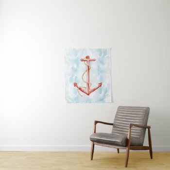 Orange Watercolor Anchor Tapestry by wildapple at Zazzle