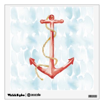 Orange Watercolor Anchor Wall Decal by wildapple at Zazzle