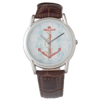 Orange Watercolor Anchor Watch by wildapple at Zazzle