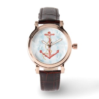 Orange Watercolor Anchor Watch by wildapple at Zazzle