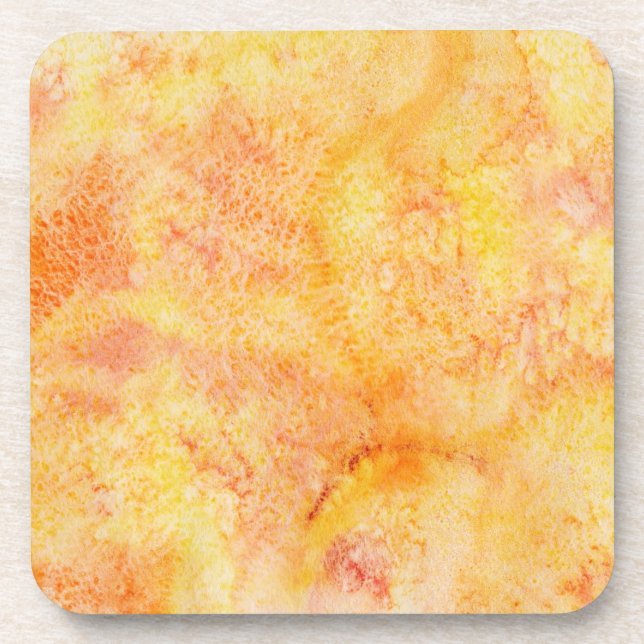 Orange Watercolor Background Beverage Coaster (Front)