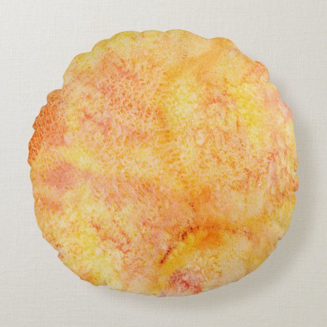 Orange Watercolor Background Round Pillow (Front)