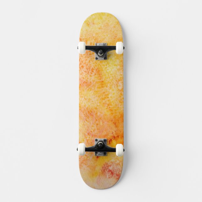Orange Watercolor Background Skateboard Deck (Front)