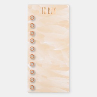Orange Watercolor Brushstrokes Shopping List Magnetic Notepad