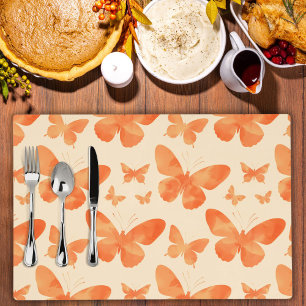 Orange Watercolor Butterflies Placemat