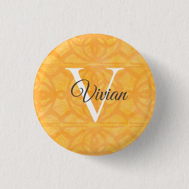 Orange Watercolor Button (Front)