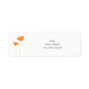 Orange Watercolor California Poppies Label