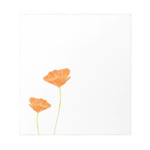 Orange Watercolor California Poppies Notepad
