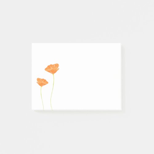 Orange Watercolor California Poppies Post_it Notes