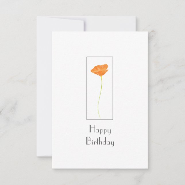 Orange Watercolor California Poppy Card (Front)
