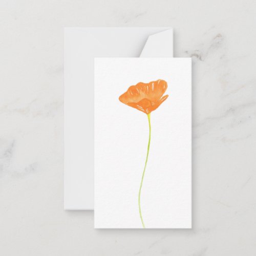Orange Watercolor California Poppy Note Card