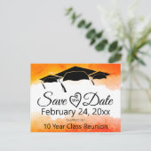 Orange Watercolor Class Reunion Save The Date Postcard (Standing Front)