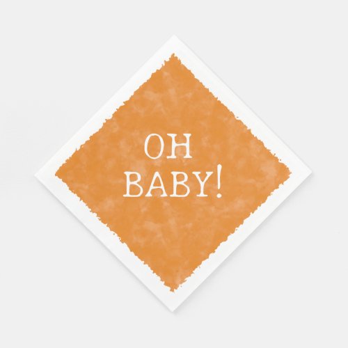 Orange Watercolor Custom Text Baby Shower Oh Baby Napkins
