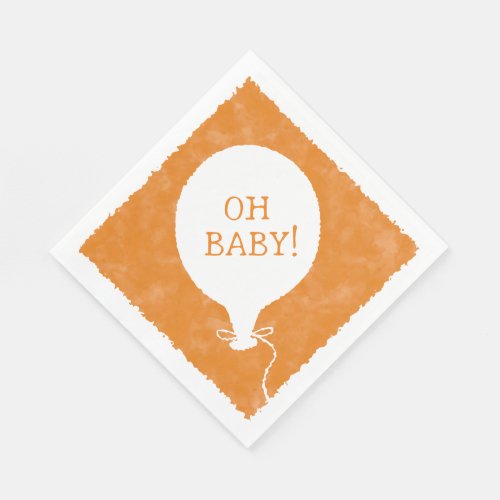 Orange Watercolor Custom Text Baby Shower Oh Baby Napkins