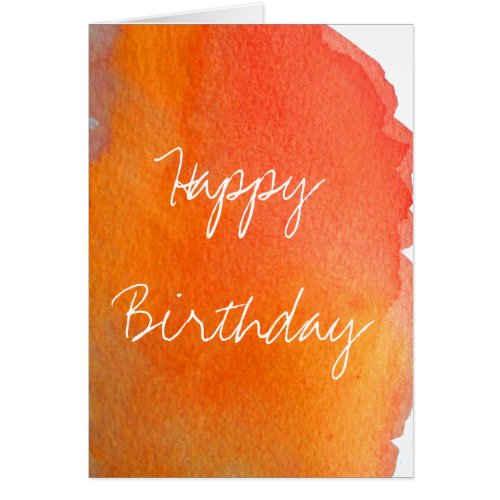 Orange watercolor cute arty creative birthday