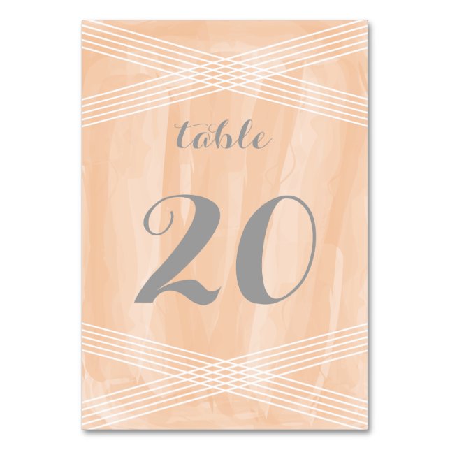 Orange Watercolor Deco Table Number (Front)