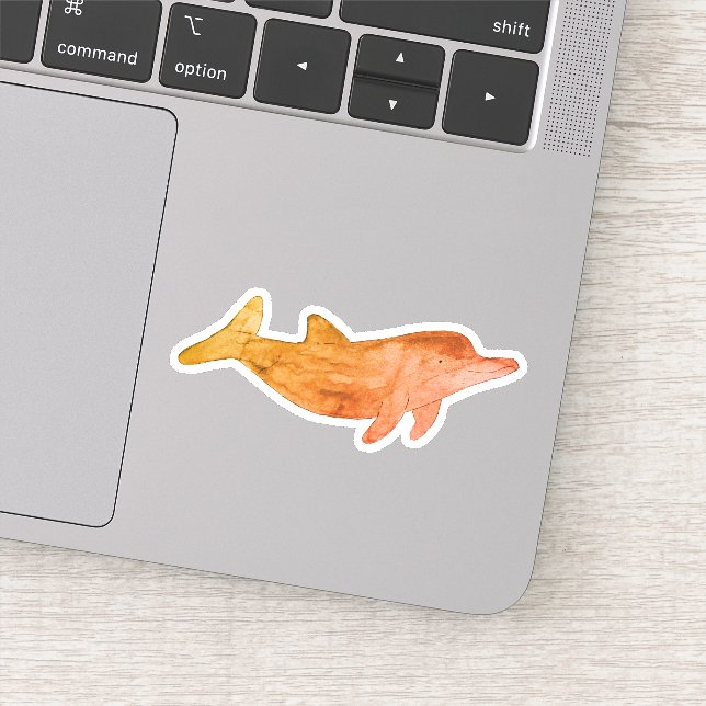 Orange Watercolor Dolphin Sticker (Detail)