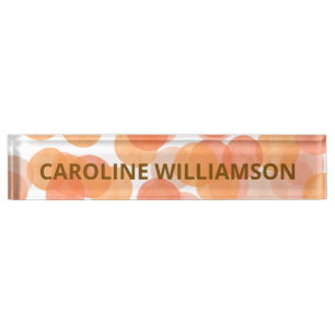 Orange Watercolor Dots Modern Custom Business Desk Name Plate
