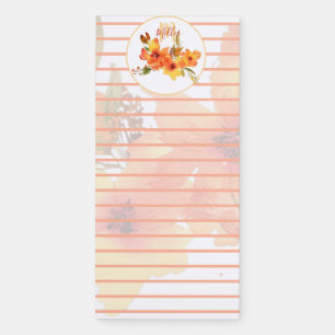 Orange watercolor fall floral personalized magnetic notepad